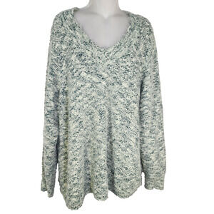 Skye’s The Limit Sweater Women 3X Green Pullover V Neck Eyelash Soft Long Sleeve